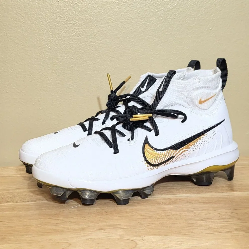 Nike Alpha Huarache NXT MCS White Gold Baseball Cleats FZ8650-119 Men’s Size 8.5